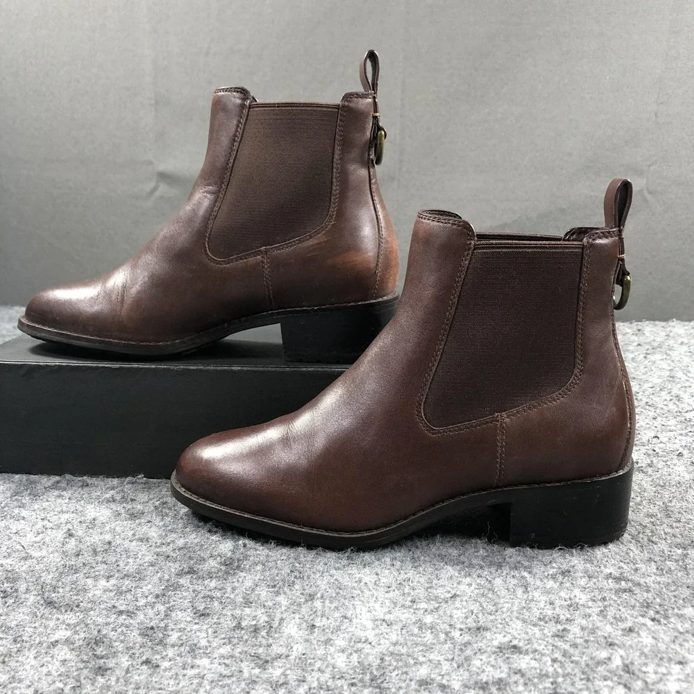Cole Haan Grand.OS Boots Womens 6 B Brown Leather Waterproof Chelsea Ankle